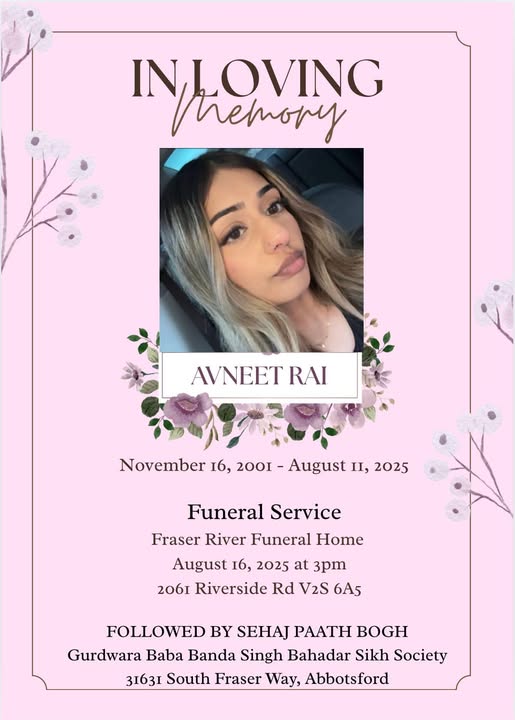 Abbotsford Mourns the Sudden Loss of Avneet Rai